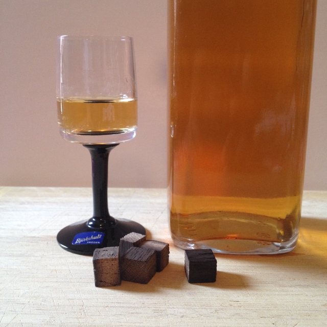 Glass of Oak Infused Brennivin