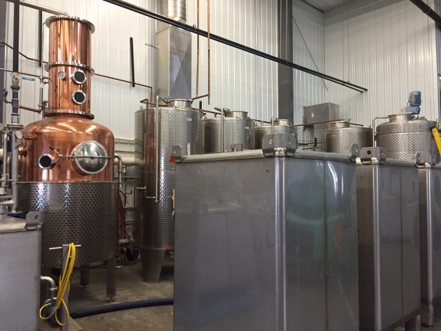 The second Carl still was added last fall. The new fermenters are the square steel containers in the foreground.